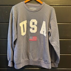 Cotton USA Flag Men's Crewneck Sweater - Gray